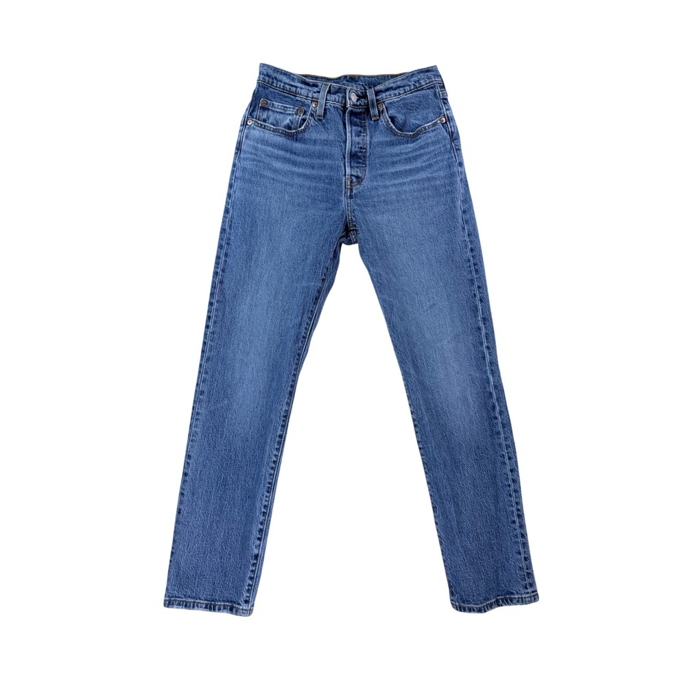 Levis 501 Straight Leg Jeans Womens 27x30 Blue Button Fly Thick Denim Classic